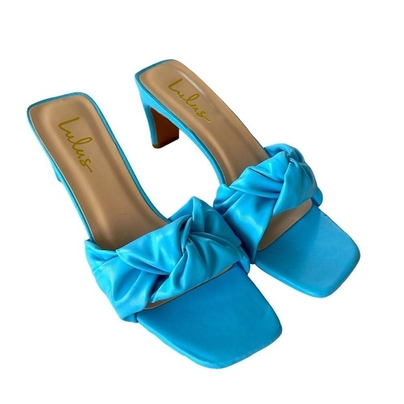 New Lulu’s Lunko Blue Woven Sandals Slides - Picture 4 of 13